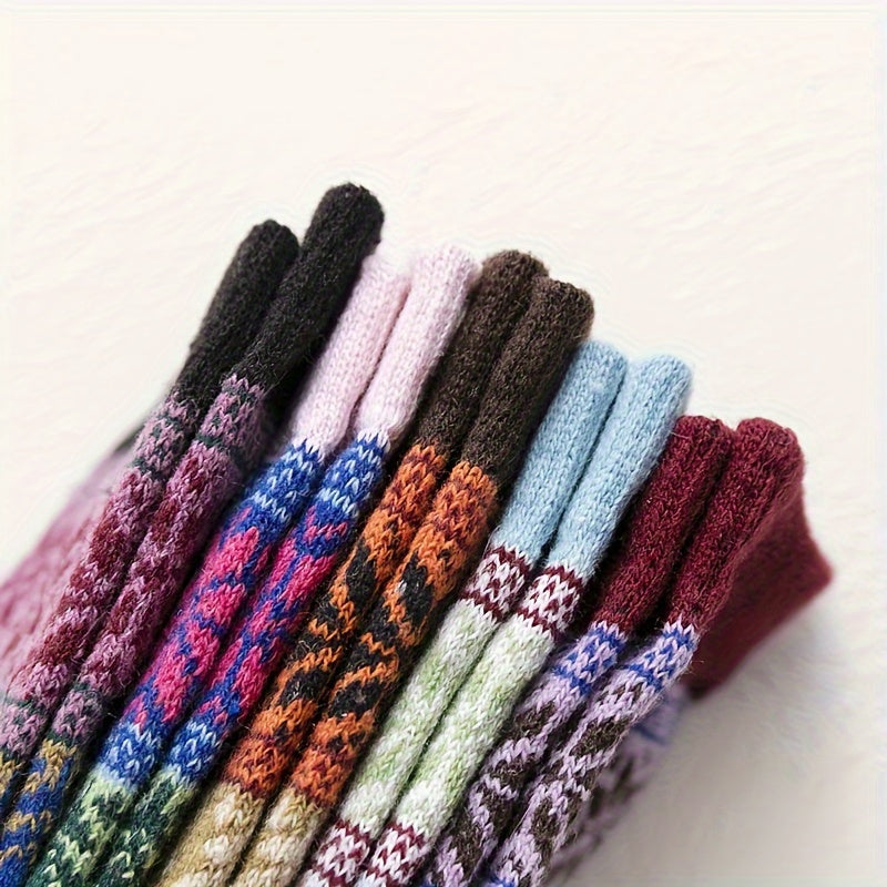 5 Pairs Christmas Print Socks Women's Mid Tube Stockings