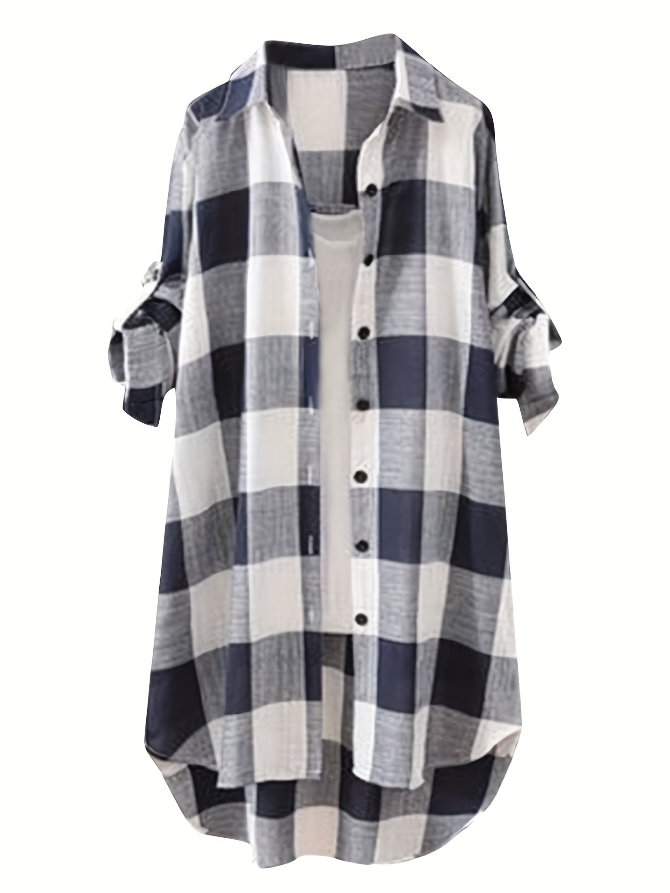  Plaid Print Button Up Long Sleeve Shirt