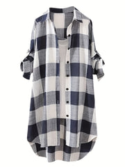  Plaid Print Button Up Long Sleeve Shirt
