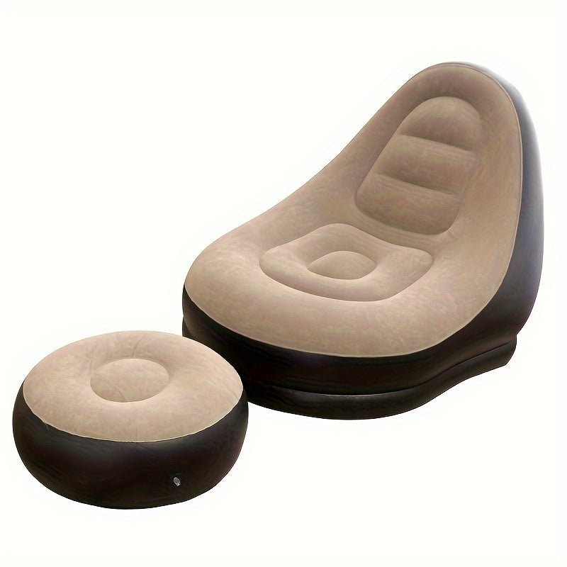 1pc Inflatable Lazy Sofa And Footrest For Indoor And Outdoor Use