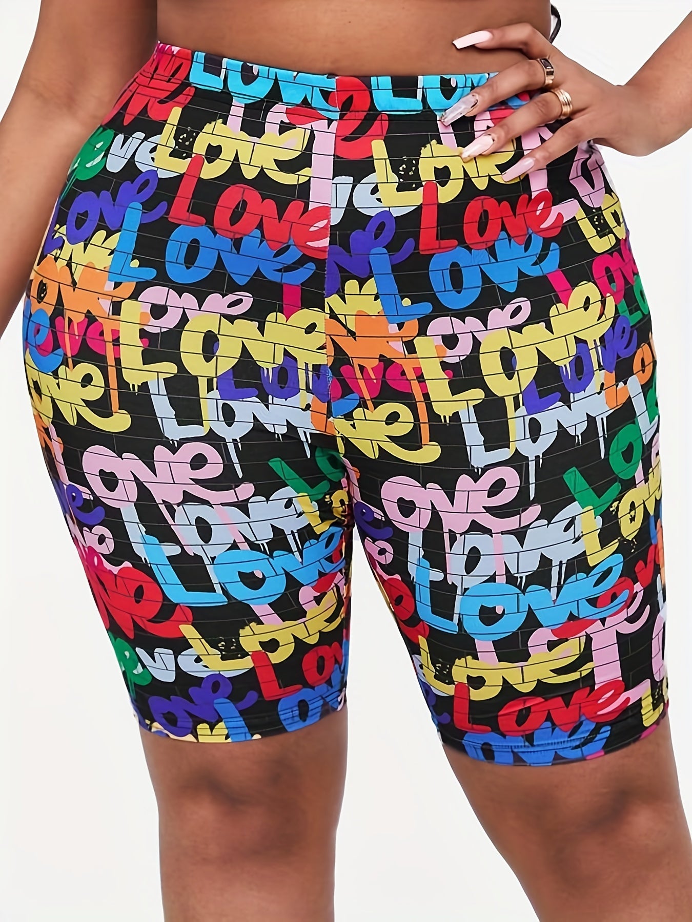 Women's Activewear Letter Print Skinny Shorts for Yoga Running