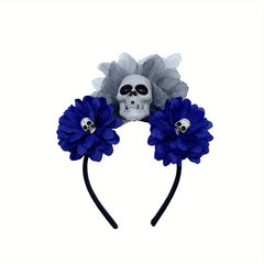 Halloween Rose Skull Headband Floral Hair Band For Women Girls