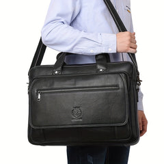 SCHLATUM Cowhide Leather Briefcase Business Handbag Computer Bag