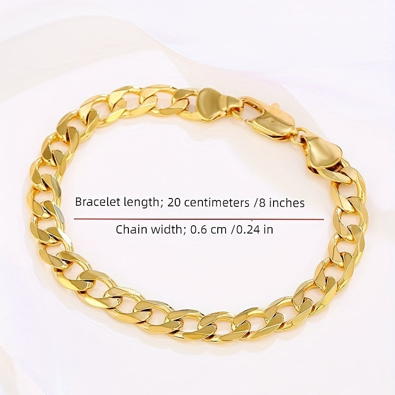 Men's 18k Plated Necklace Bracelet Set