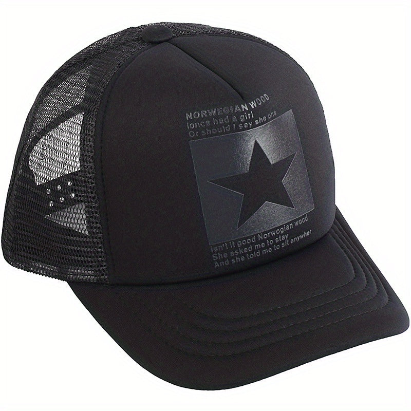 Pentagram Print Mesh Trucker Hat Unisex Breathable Baseball Cap