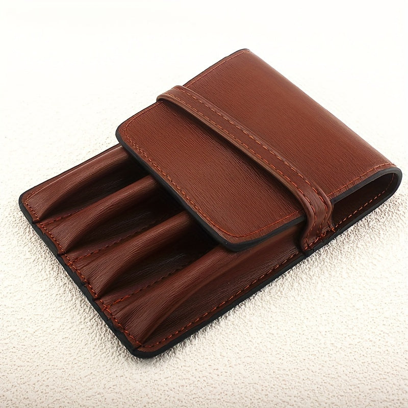 PU Leather 4 Slots Pen Case Office School Supplies Pouch Creative Gift
