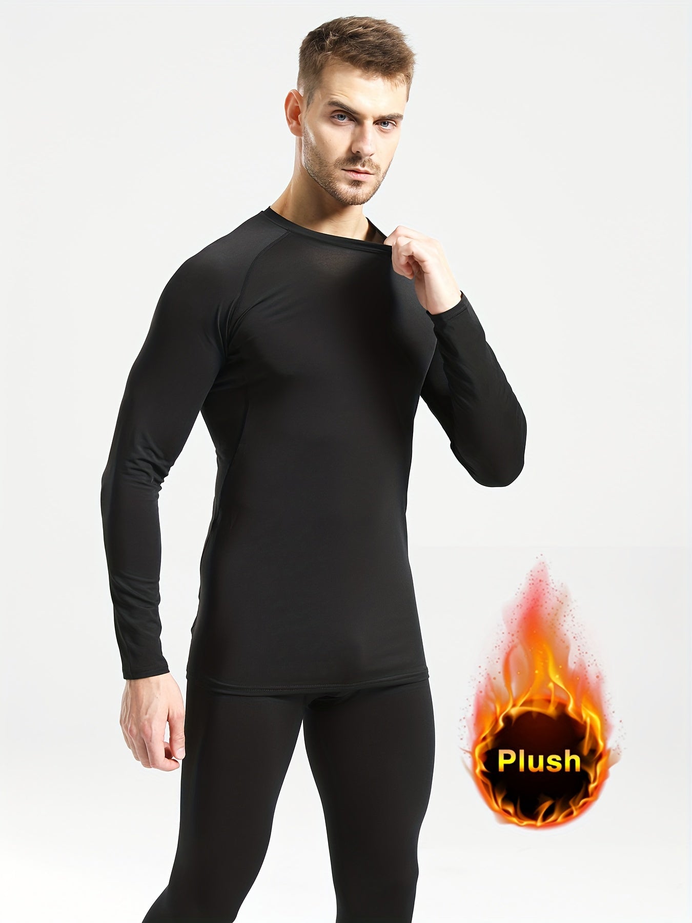 Men's Thermal Long Sleeve T-shirt & Pants Set Quick Dry Fitness Outfit