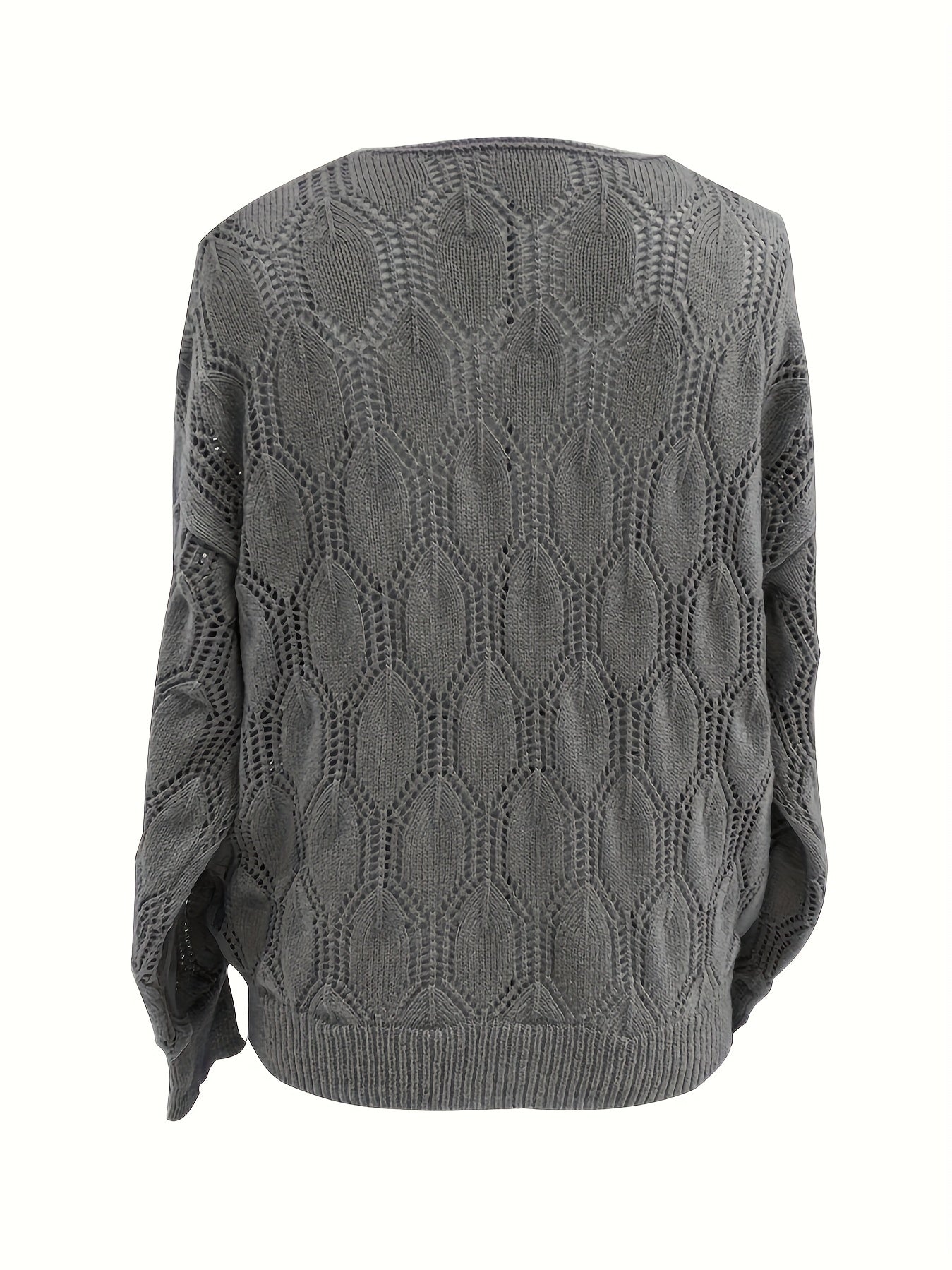  Hollow Out V Neck Sweater Long Sleeve