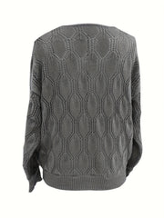  Hollow Out V Neck Sweater Long Sleeve