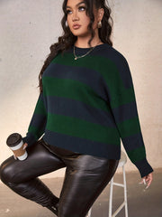 Colorblock Striped Long Sleeve Sweater