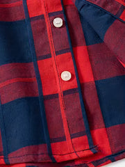 Boys Stylish Plaid Long Sleeve Shirt Casual Lapel Stretch Top
