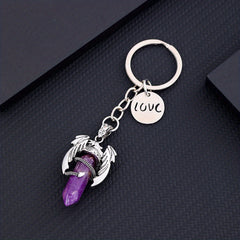 Crystal Bullet Shape Healing Glass Chakra Beads Pendant Keychain