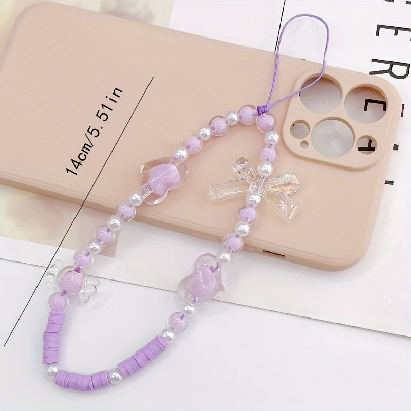 Strawberry Beaded Phone Chain Key Ring Lanyard Strap