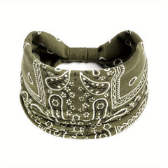 Boho Headband Stretchy Wide Hair Band Turban Paisley Pattern Knot