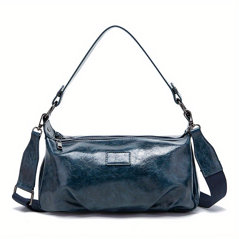 Retro Zipper Underarm Bag Double Layer Crossbody Bag