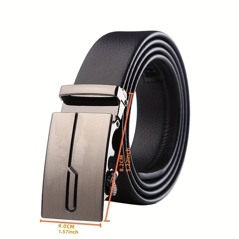 Men's Auto Buckle Leather Belt Business Suit Waist Strap