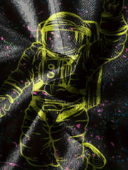 Floating Astronaut Print Boy's Short Sleeve T shirt Breathable Casual Top