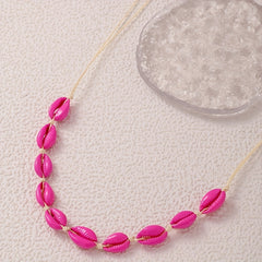 Vintage Shell Beaded Waist Chain Red Elastic Braided Waistband