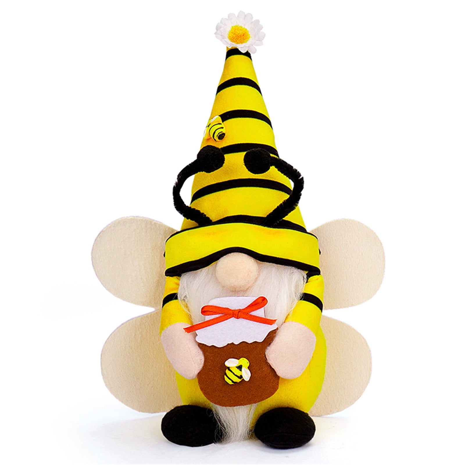 Sunflower Bee Gnome Plush Stuffed Animal for Spring Decor