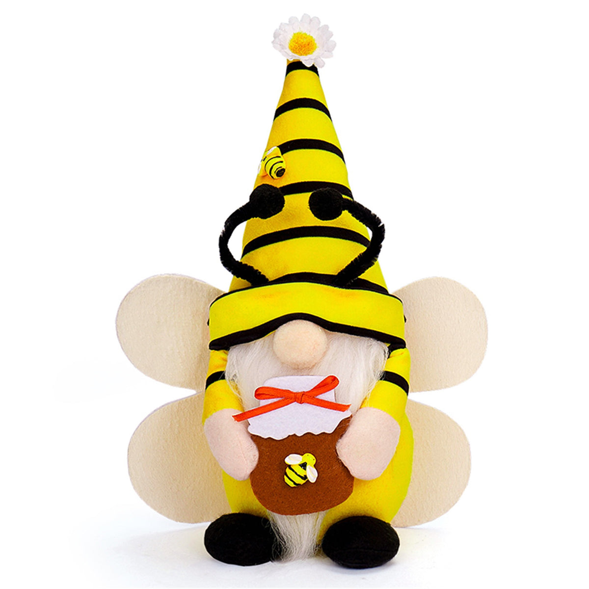 Sunflower Bee Gnome Plush Stuffed Animal for Spring Decor