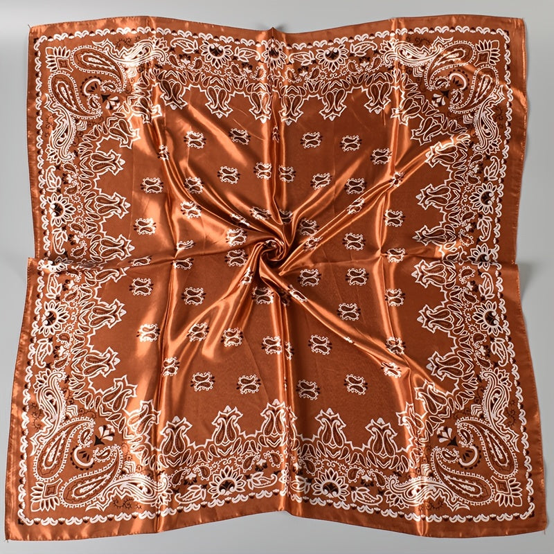 Floral Print Silk Head Scarf Lightweight Hank