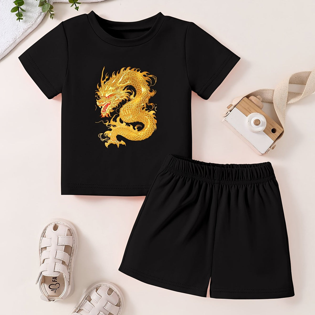 Dragon Pattern Toddler Kid 2pcs Summer Clothing Set