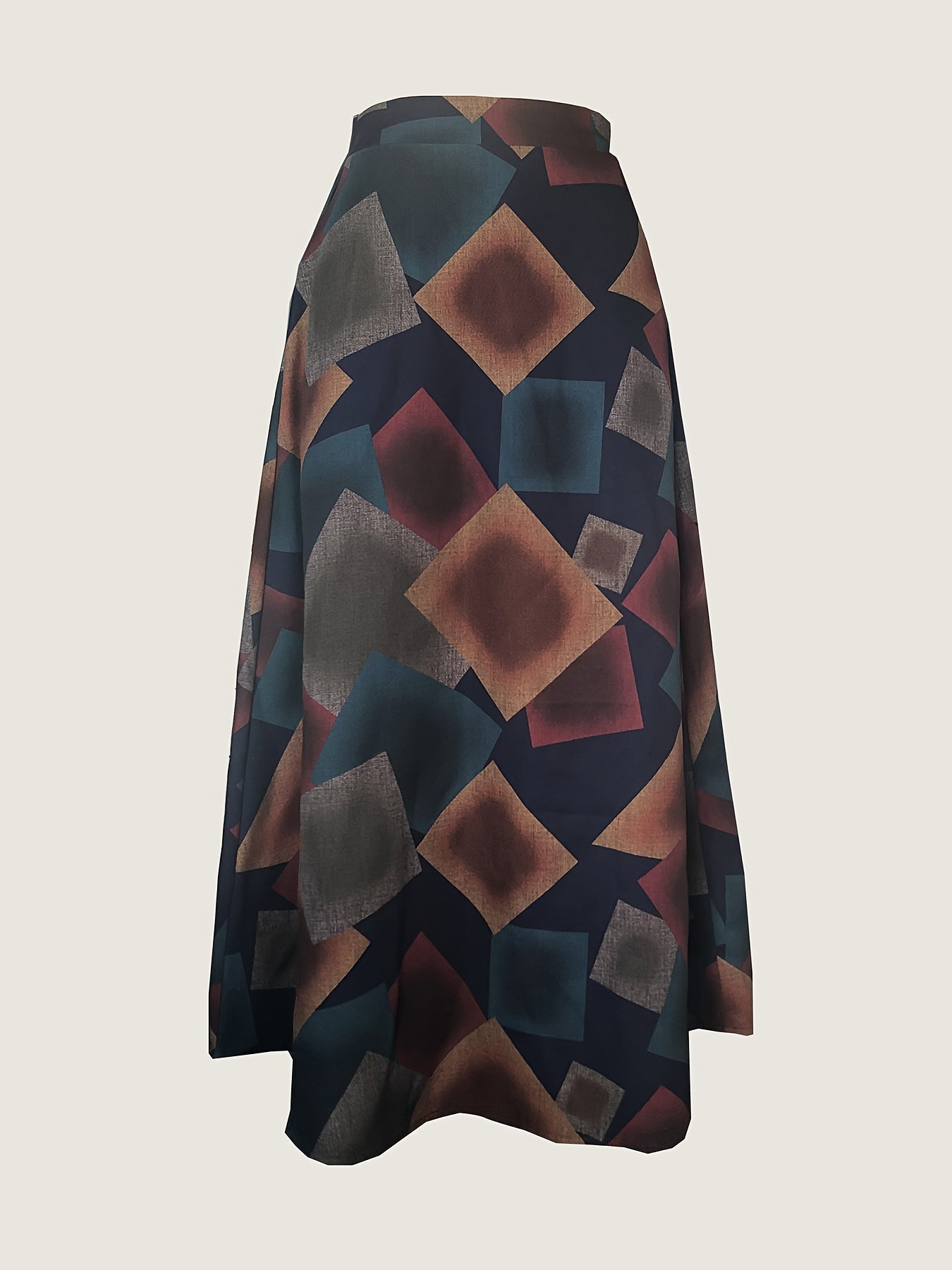 Women's Plus Distressed Geometric Print High Rise Maxi Skirt