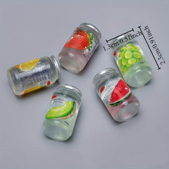 10pcs Mini Supermarket Food Set - Resin Fruit Cans & Beverage Bottles