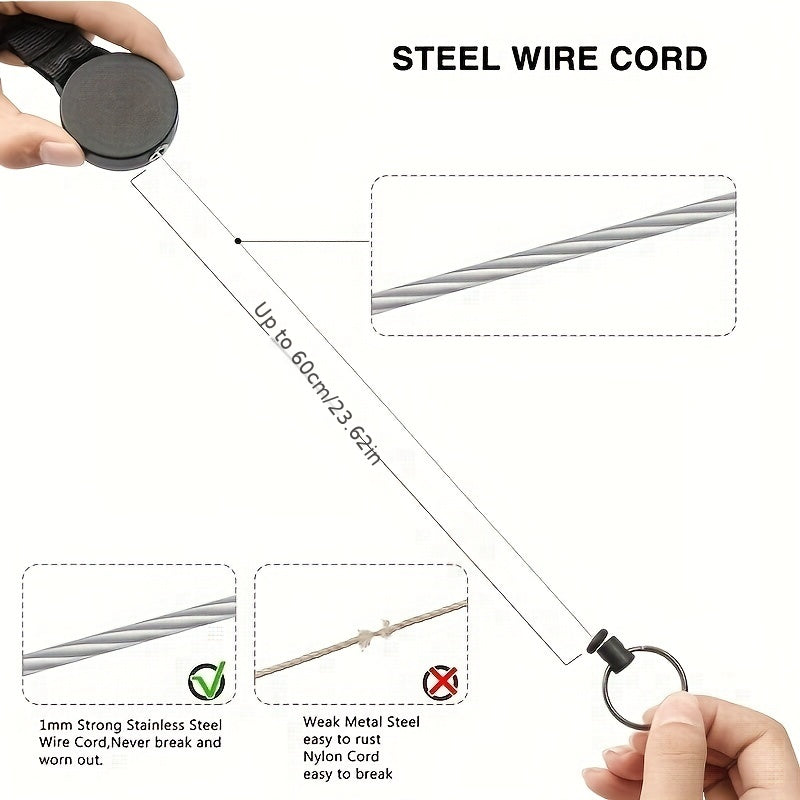 Retractable Keychain High Elastic Wire Rope Quick Hanging Buckle Anti Loss
