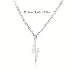 Silver Stainless Steel Lightning Pendant Men's Necklace
