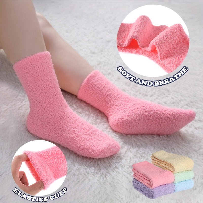 5 Pairs Women's Winter Fuzzy Socks Cozy Fluffy Warm Slipper Socks