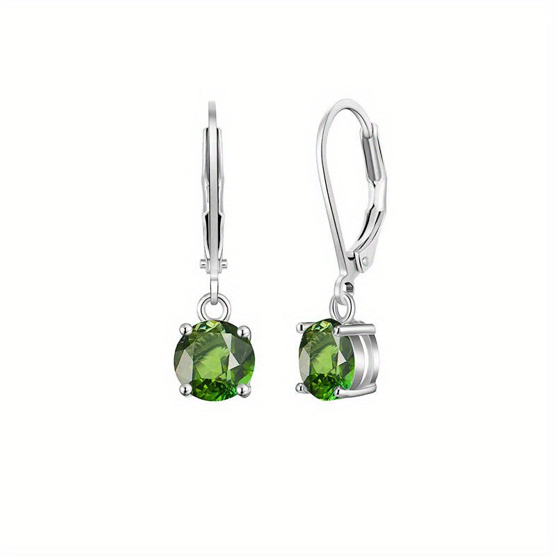 Zircon Drop Earrings - Bright & Vibrant Dangle Aretes, Leverback Hoop for Girls