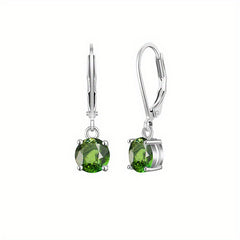 Zircon Drop Earrings - Bright & Vibrant Dangle Aretes, Leverback Hoop for Girls