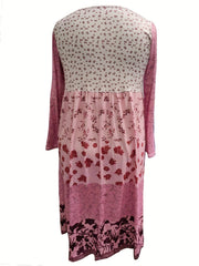  Colorblock Floral Print Long Sleeve Dress
