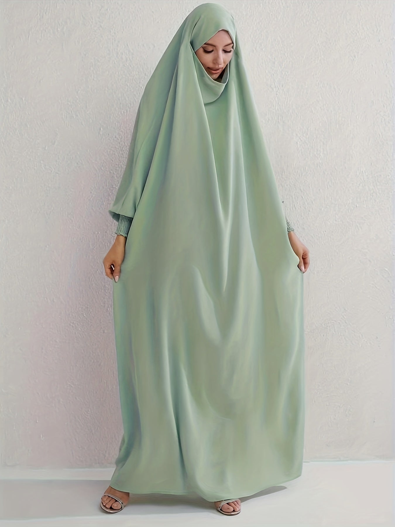  Abaya Dress Women's Plus Solid Long Sleeve Loose Full Length Dress