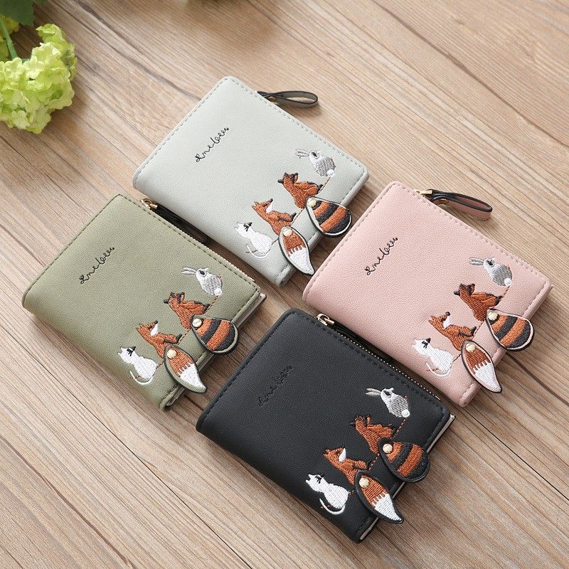 Zipper Small Wallet Women's Snap Button Wallet