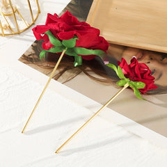 Simulation Rose Hairpin Floral Hair Stick Ponytail Holder
