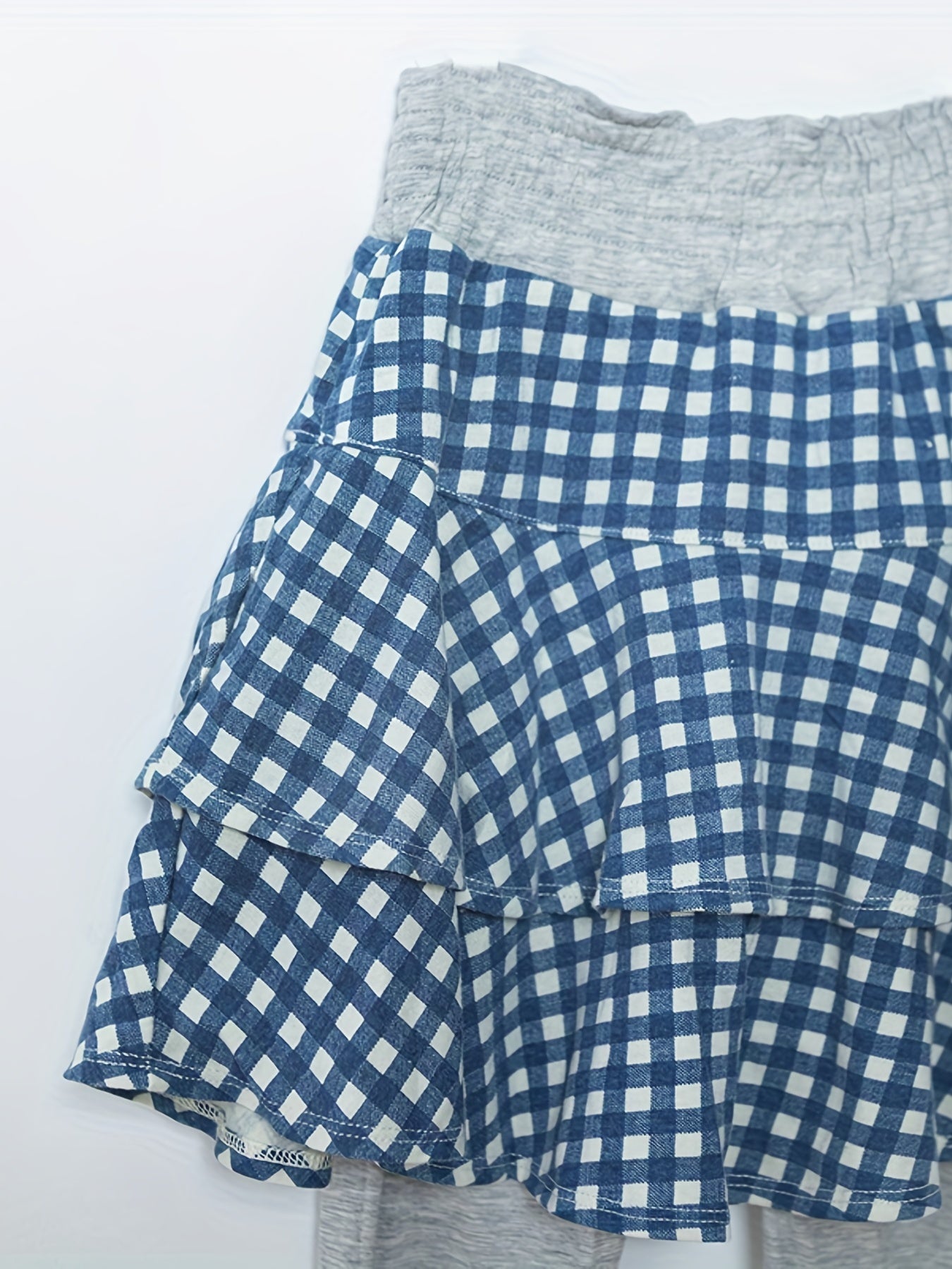 Girls' 2 In 1 Skort Legging Pants Plaid Skirt Breathable Thin