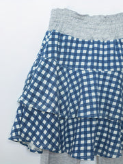 Girls' 2 In 1 Skort Legging Pants Plaid Skirt Breathable Thin