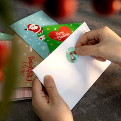 6 Sets Christmas Greeting Cards with Envelopes and Stickers