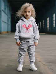 OERYUI 2pcs Sweet Wings Print Hoodies Pants Set for Spring Fall