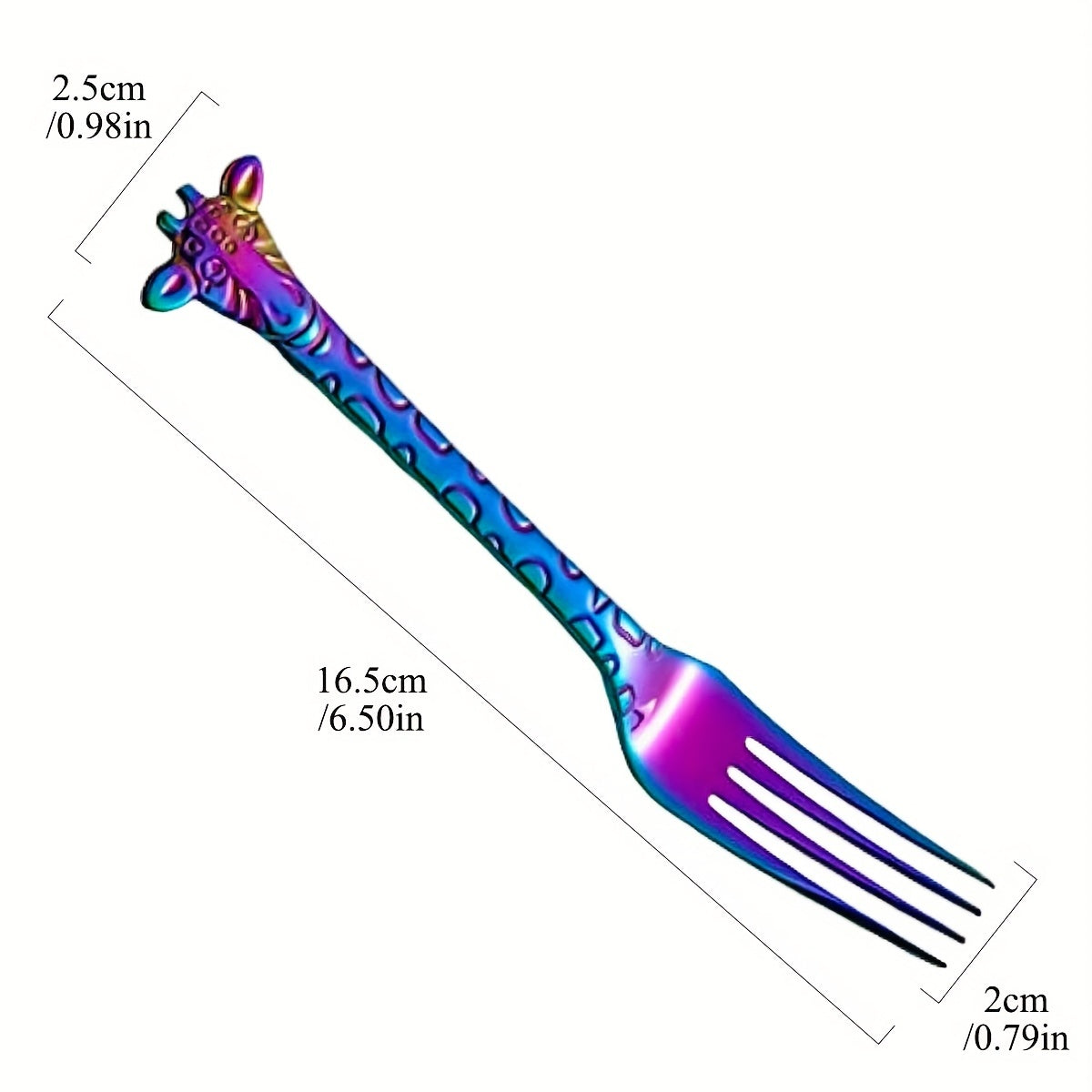 5PCS Giraffe Stainless Steel Dessert Spoon & Fork Animal Fruit Fork Mixing Spoon