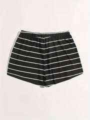  Striped High Stretch Drawstring Shorts