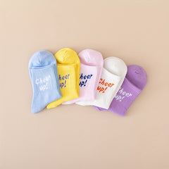 5 Pairs Letter Print Socks Women's Stockings