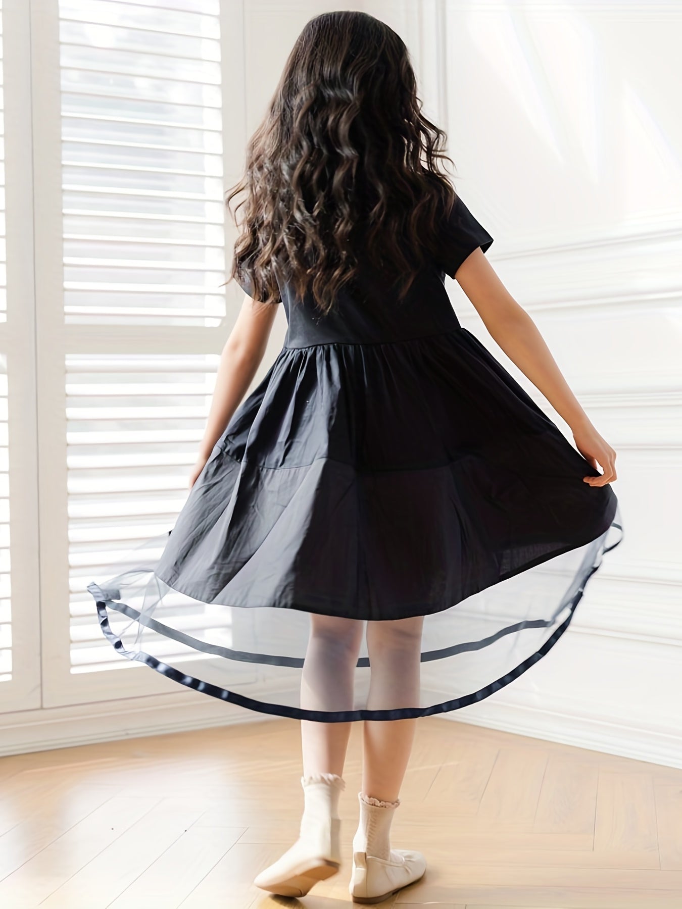 Girls' Rabbit Ears Cotton Dress for Summer Parties