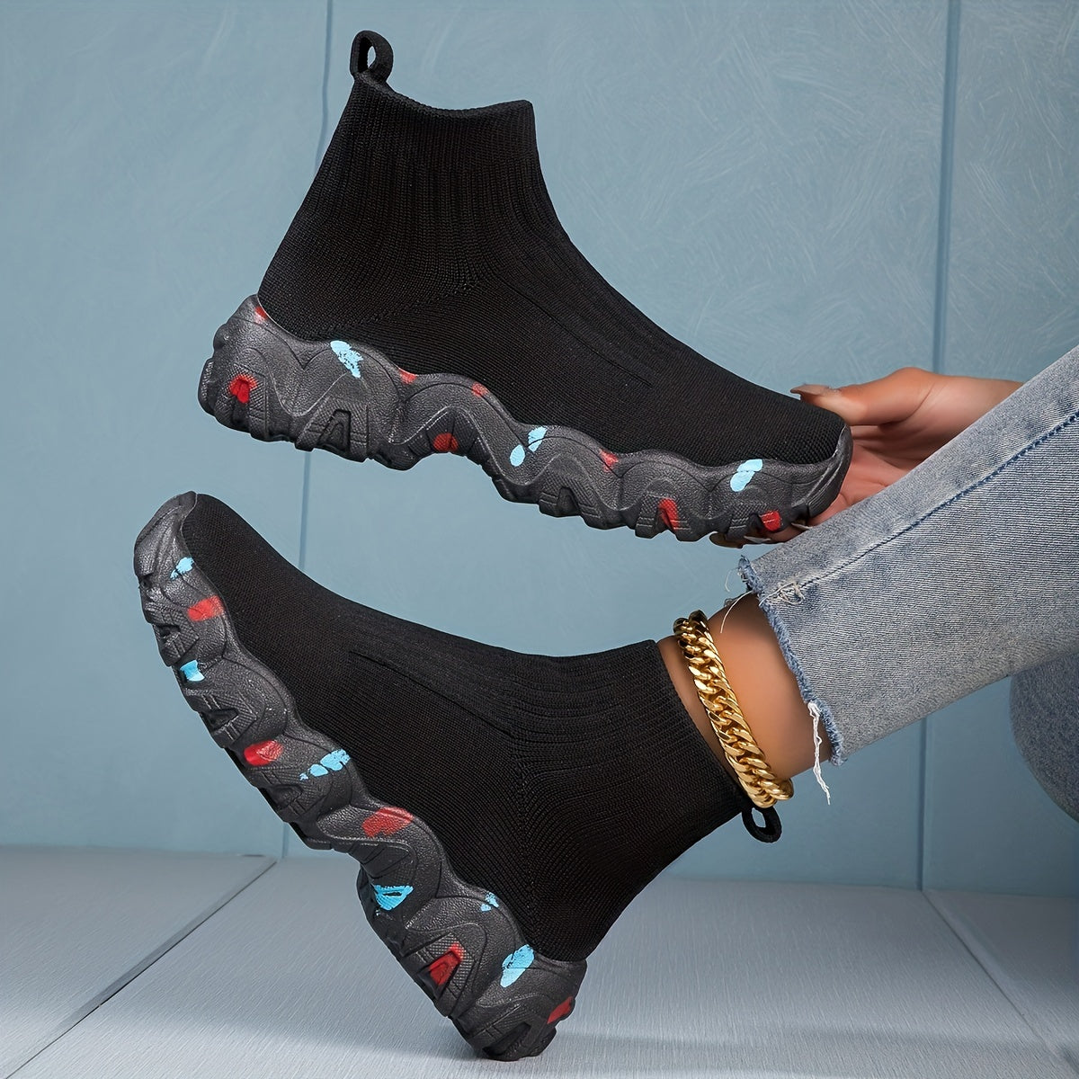 Women's High Top Sock Sneakers Comfy Knitted Sports Shoes