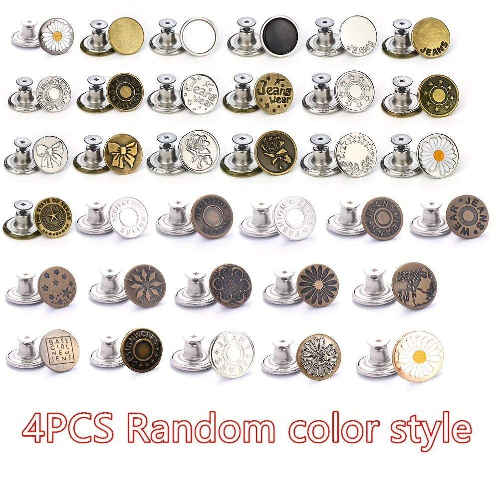 4pcs Metal Button Extender For Jeans Sewing Adjustable Waist Extend