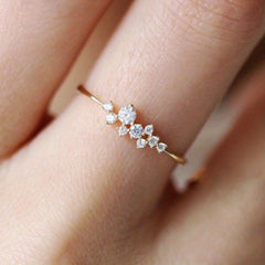 14K Plated Zircon Ring Stackable Ladies Jewelry Accessories