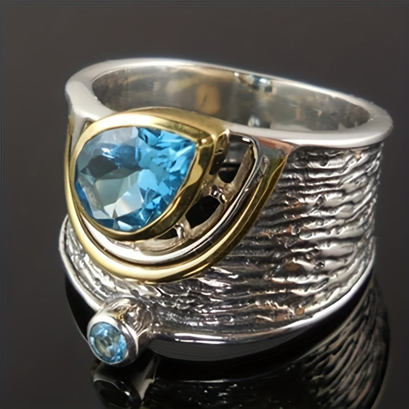 Vintage Style Zircon Finger Ring Inlaid Water Drop Shape Band Jewelry