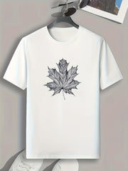 Leaf Print Graphic Tee for Men Summer Casual Comfy T-shirt
